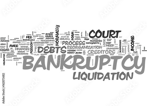 A CLOSER LOOK AT BANKRUPTCY TEXT WORD CLOUD CONCEPT