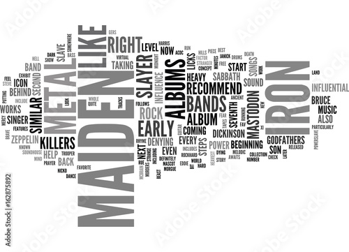 A LOOK AT IRON MAIDEN TEXT WORD CLOUD CONCEPT