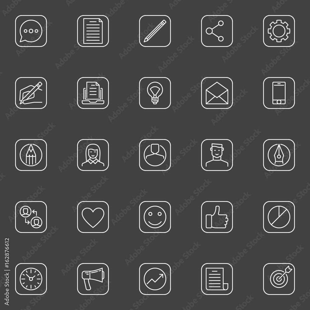 Blogging outline simple icons Blogging outline simple icons