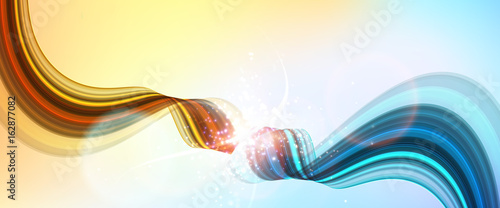 Vector background. Bright abstract wave on white, with light particles.