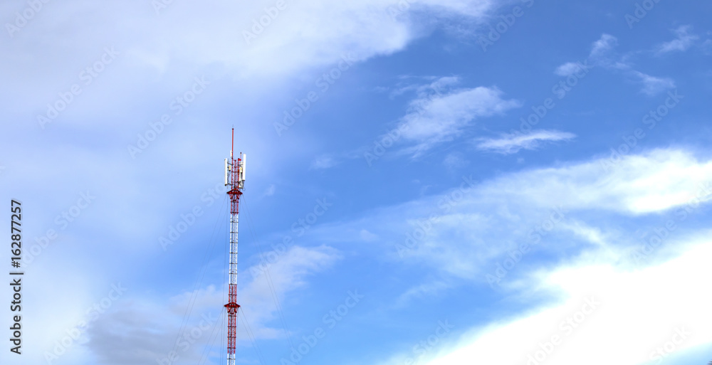 Telecommunication tower with antennas with blue sky Telecommunication tower with antennas with blue sky