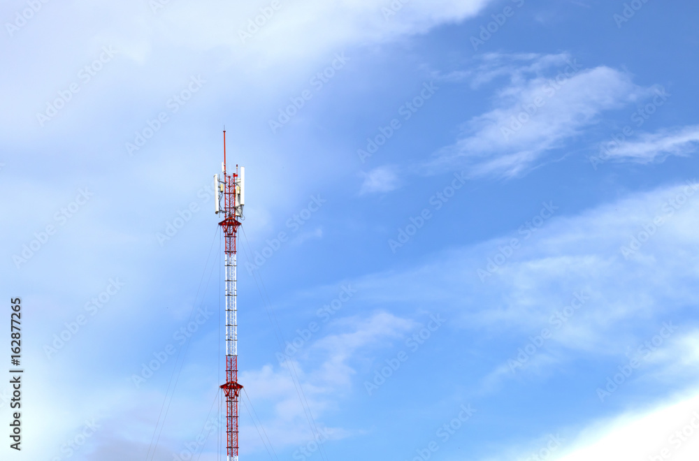 Telecommunication tower with antennas with blue sky Telecommunication tower with antennas with blue sky