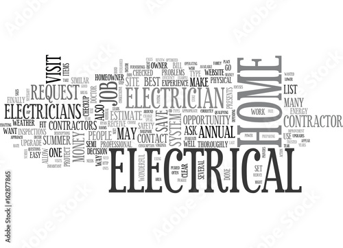 A SUMMER ELECTRICAL CHECK UP FOR YOUR HOME TEXT WORD CLOUD CONCEPT