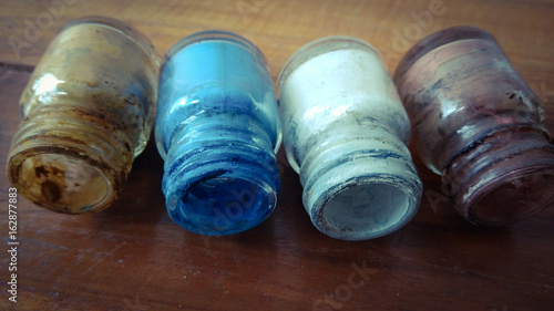 Color paints on wood background