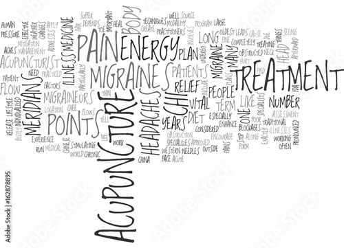 ACUPUNCTURE FOR MIGRAINES TEXT WORD CLOUD CONCEPT