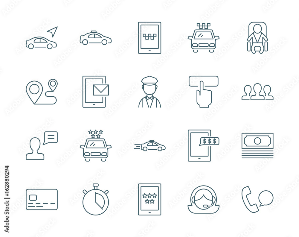 Taxi service set of vector icons Taxi service set of vector icons