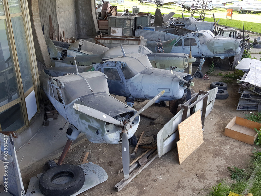 Old airplanes junkyard