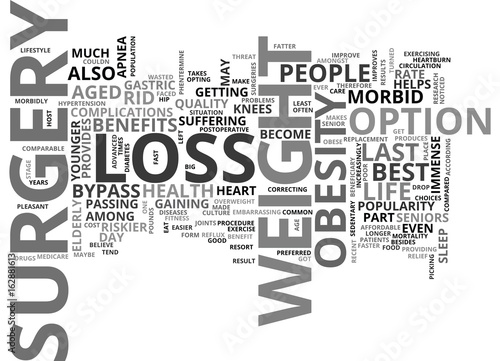 AGED AND WEIGHT LOSS SURGERY TEXT WORD CLOUD CONCEPT
