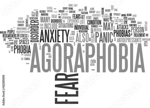 AGORAPHOBIA GET OUT OF THE MARKET AND CONQUER YOUR FEAR TEXT WORD CLOUD CONCEPT