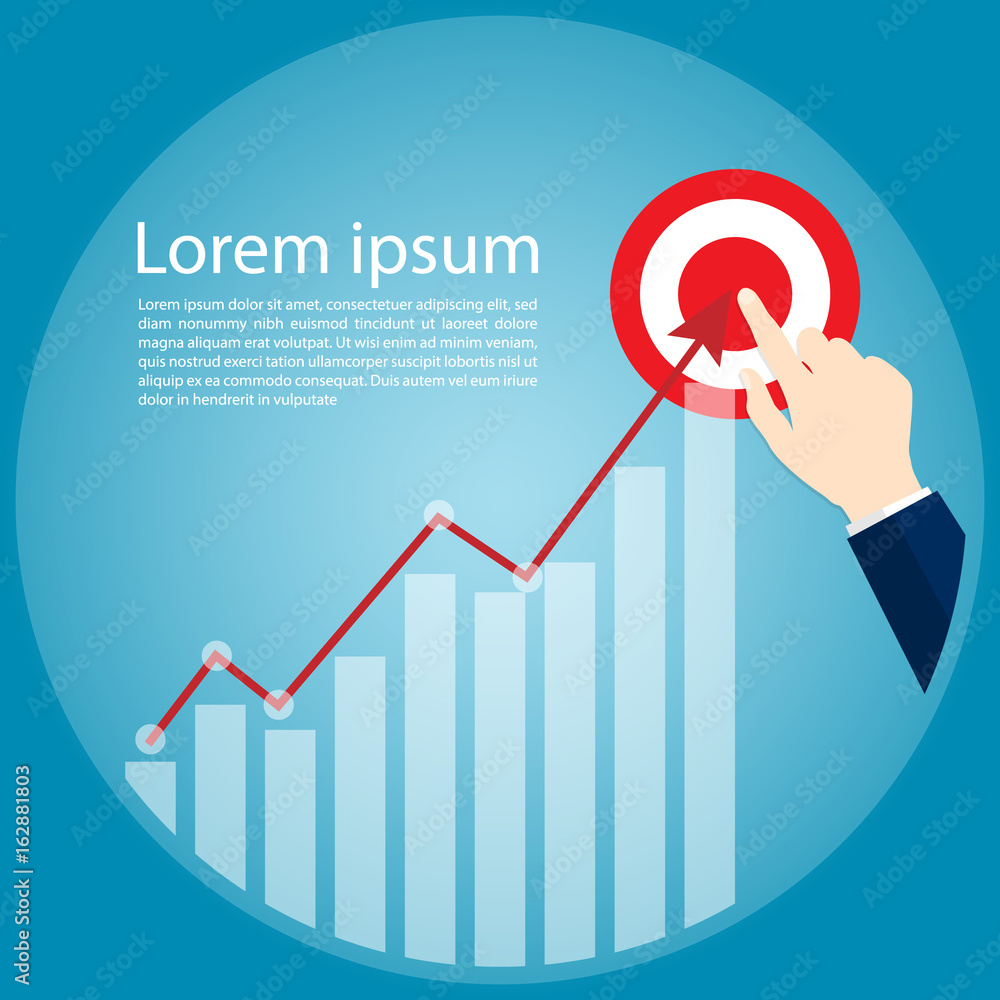 business graph pointing finger target vector business graph pointing finger target vector