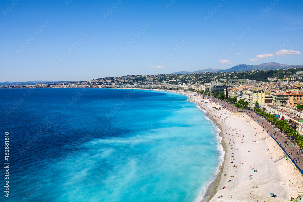 Fototapeta premium Nice view of the beach on a sunny day. France. Cote d'Azur.
