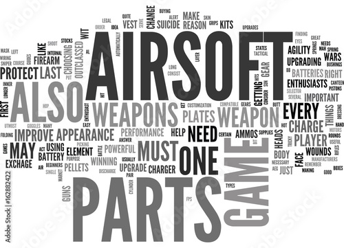 AIRSOFT PARTS A NEED FOR EVERY AIRSOFT ENTHUSIAST TEXT WORD CLOUD CONCEPT