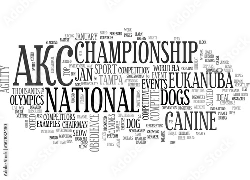 AKC CANINE OLYMPICS SLATED FOR JANUARY TEXT WORD CLOUD CONCEPT