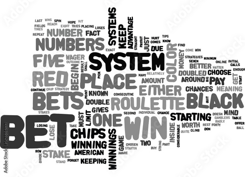 AMERICAN ROULETTE STRATEGY TEXT WORD CLOUD CONCEPT