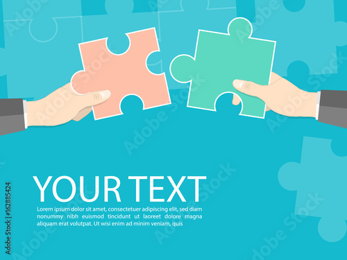 teamwork concept jigsaw cooperation,hand hold jigsaw cooperation business vector