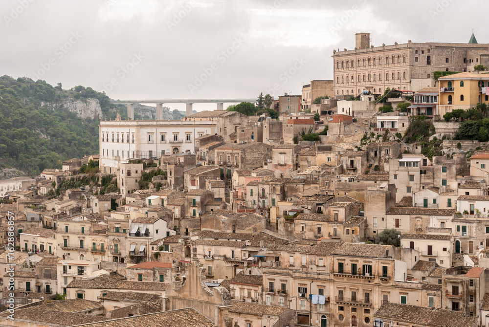 View of Modica, small town in Sicily