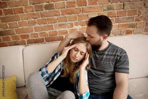 Woman with headache. photo