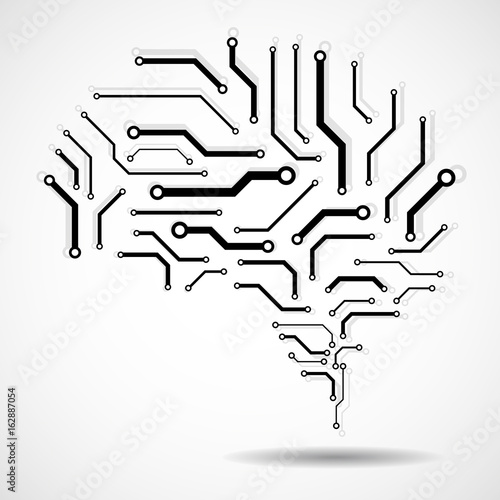 Technological brain. Circuit board. Abstract vector background