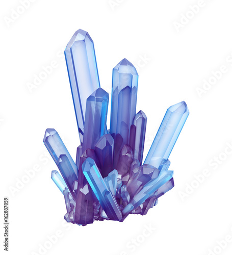 3d render, blue crystal isolated on white background, gem, natural nugget, esoteric accessory photo