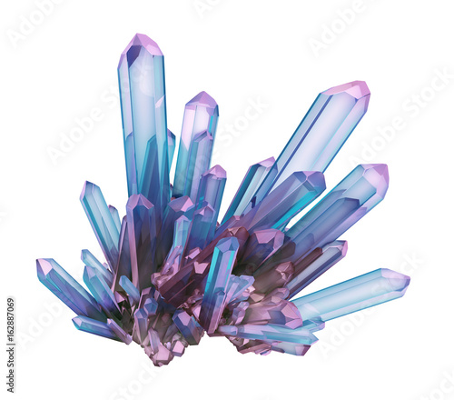 3d render, blue crystal isolated on white background, gem, natural nugget, esoteric accessory