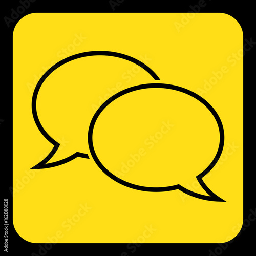 yellow, black sign - two outline speech bubbles