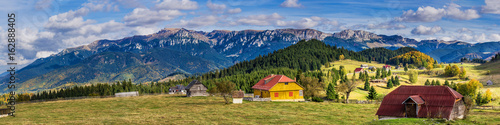 Bucegi mountains seen from Fundata vilage, Brasov, Romania photo