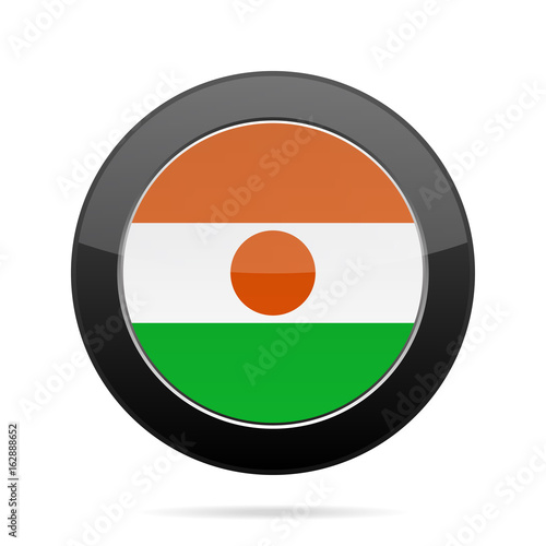 Flag of Niger. Shiny black round button. Free Download Flag of Niger. Shiny black round button. - GFXLoad