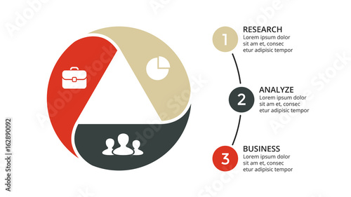 Vector circle arrows triangle infographic, cycle diagram, graph, presentation chart. Business concept with 3 options, parts, steps, processes. Slide template.