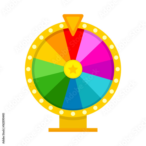 Colorful fortune wheel in flat style. Vector illustration.