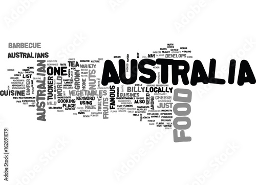 AUSTRALIA FOOD TEXT WORD CLOUD CONCEPT