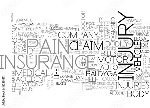 AUTO ACCIDENT INSURANCE CLAIM PERSONAL INJURY INSIGHTS TEXT WORD CLOUD CONCEPT