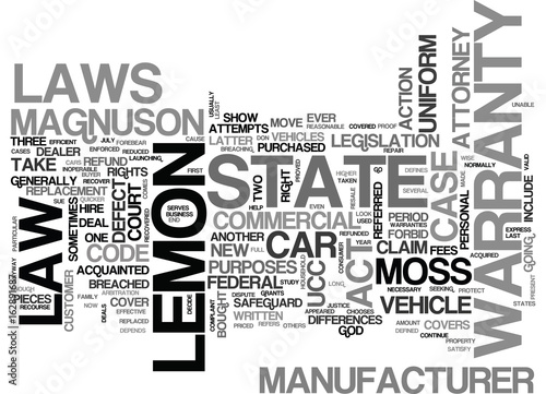 AUTO LEMON LAWS TEXT WORD CLOUD CONCEPT