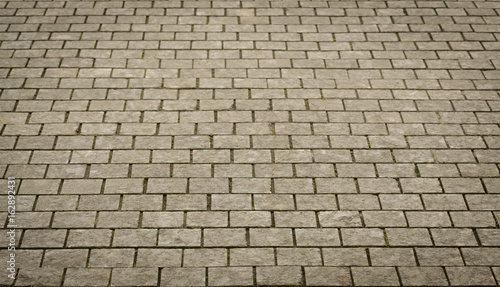 Stone pavement texture. Granite cobblestoned pavement background.