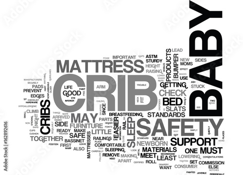 BABY CRIBS SAFETY CHECKLIST TEXT WORD CLOUD CONCEPT