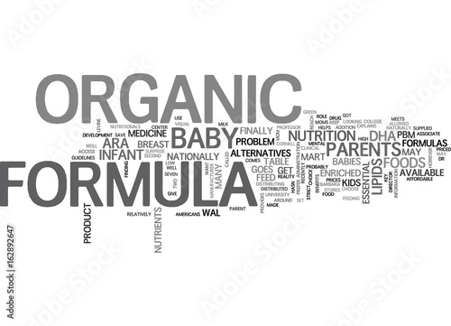 BABY FORMULA GOES ORGANIC TEXT WORD CLOUD CONCEPT