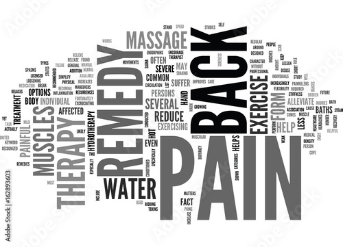 BACK PAIN REMEDY TEXT WORD CLOUD CONCEPT