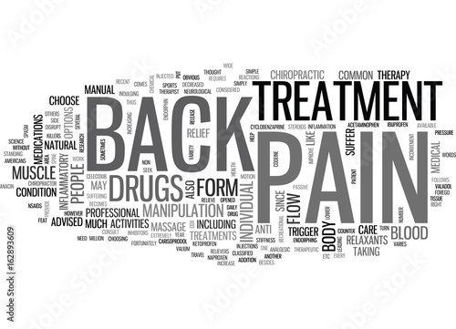 BACK PAIN TREATMENT TEXT WORD CLOUD CONCEPT