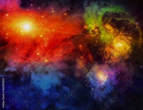 Fototapeta Naklejka Na Ścianę i Meble -  Deep Space Painting Some elements image credit NASA