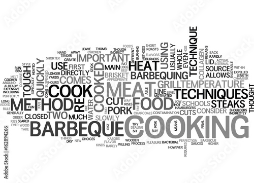BARBEQUE TECHNIQUES TWO METHODS TO CONSIDER TEXT WORD CLOUD CONCEPT