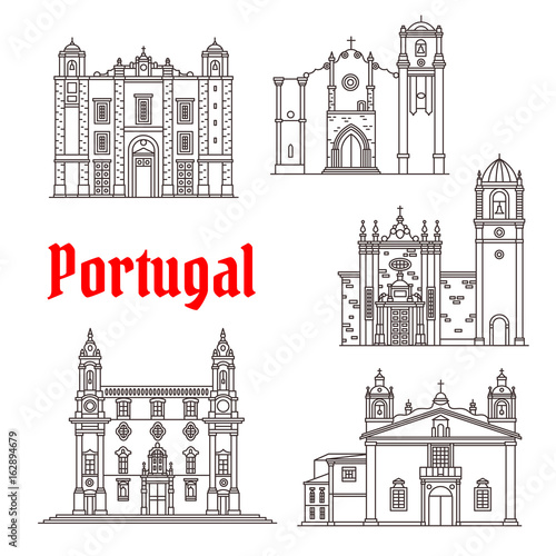 Portugal architecture landmarks vector buildings