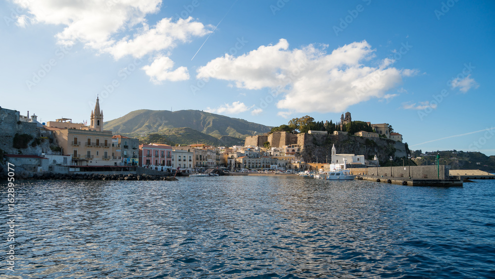 Approaching the small port of Lipari