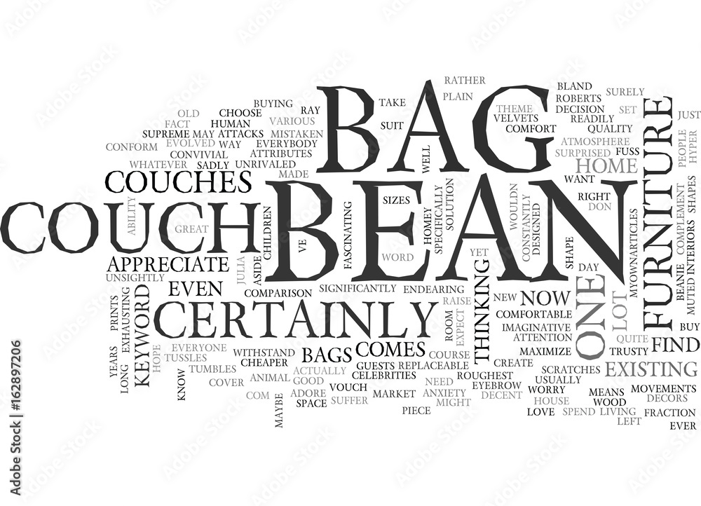 BEAN BAG FILL Text Background Word Cloud Concept Stock Vector