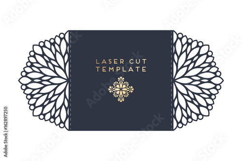 Vector wedding card laser cut template with mandala