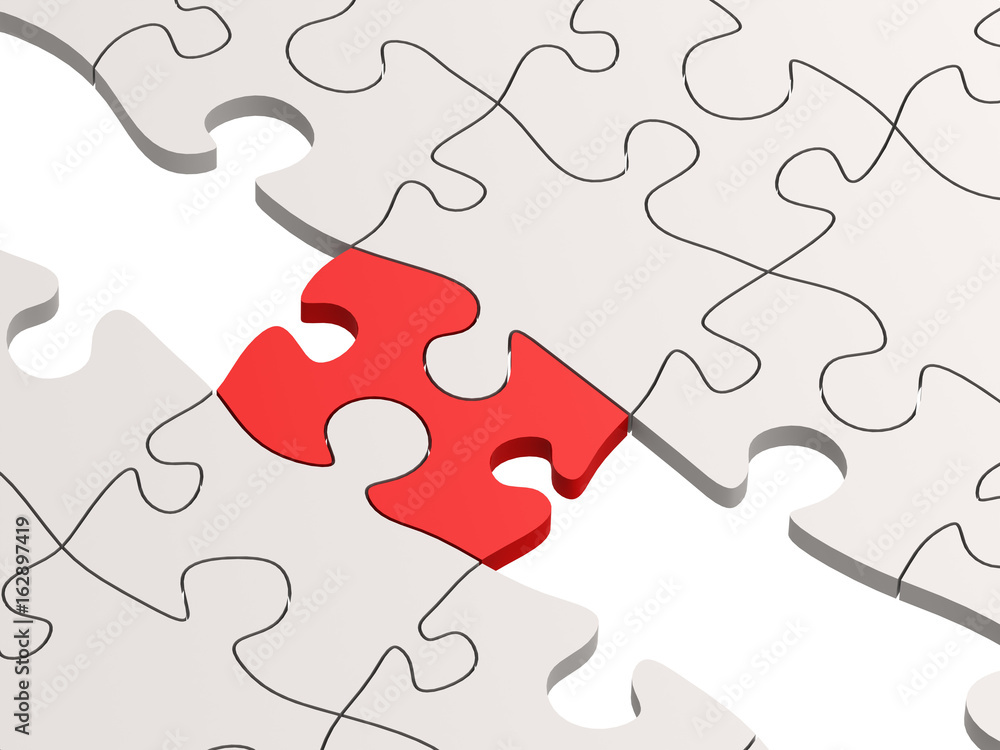 Red puzzle as a bridge with a white parts Red puzzle as a bridge with a white parts