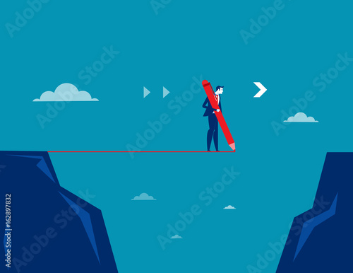 Businessman draw line with pencil. Concept business vector.