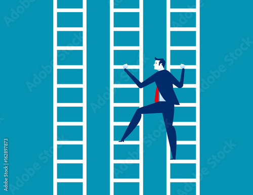 Businessman and ladder. Concept business vector illustration.