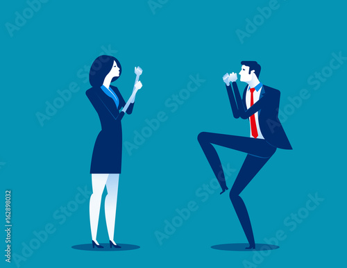 Business person fighting. Concept business vector illustration. Flat vector