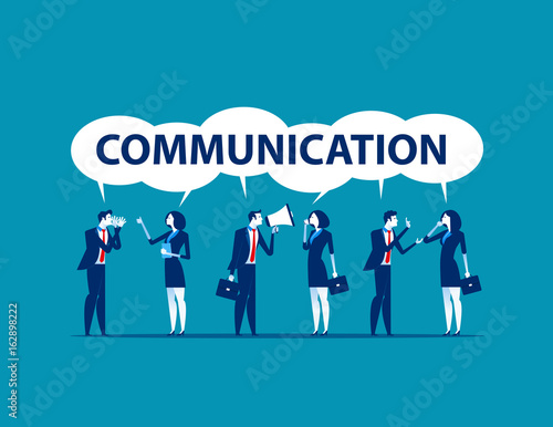 Group people speaking together. Concept business vector illustration.