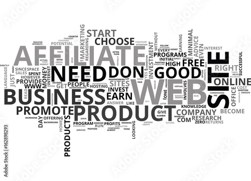 BECOME AN AFFILIATE RUN AN ONLINE BUSINESS TEXT WORD CLOUD CONCEPT