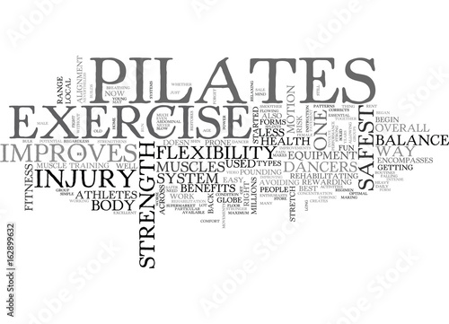BENEFITS OF PILATES TEXT WORD CLOUD CONCEPT